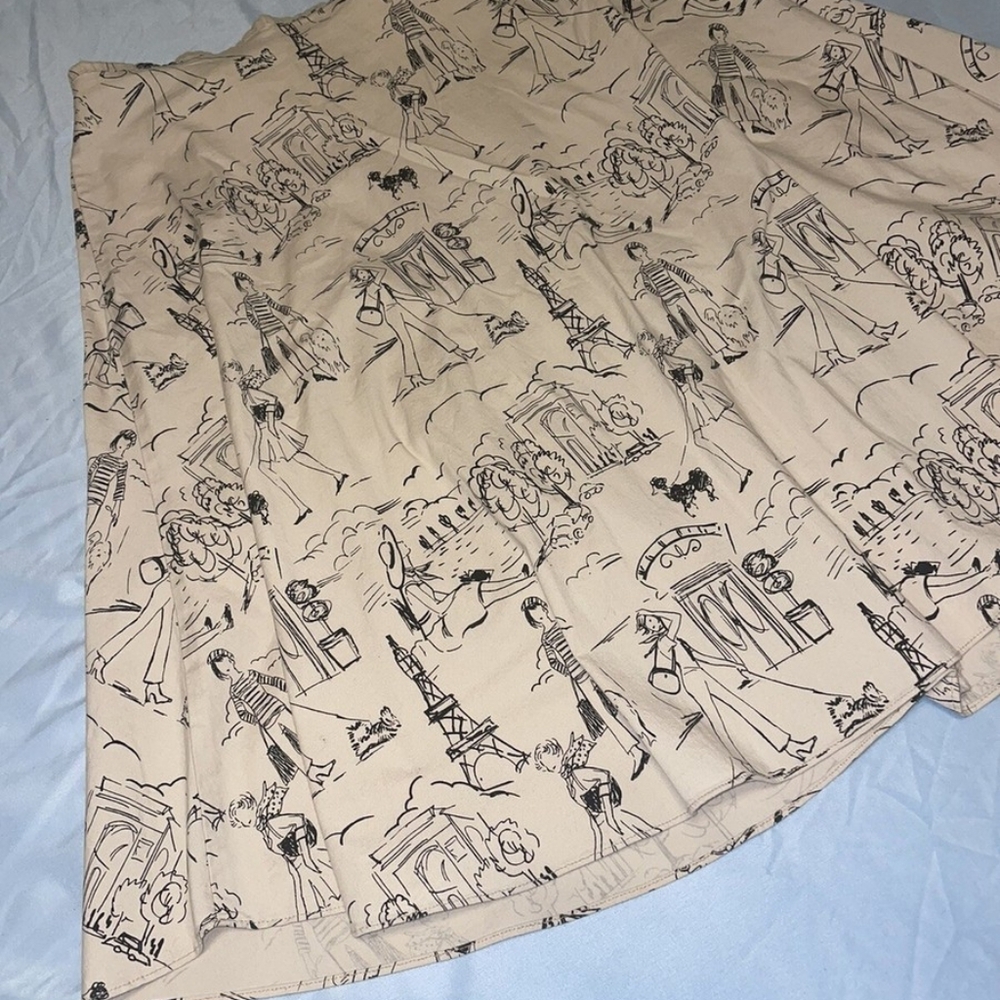 LULY K NEW YORK Chic Cream Printed Women's Skirt VINTAGE SIZE LARGE